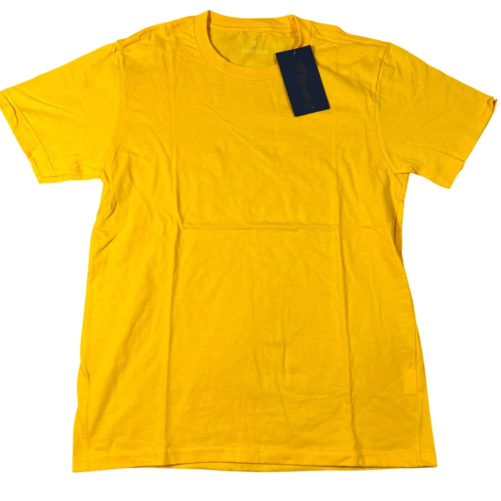 Fanatics Mens Short Sleeve Crew Neck 100% Cotton Solid Yellow T-Shirt Size L NWT